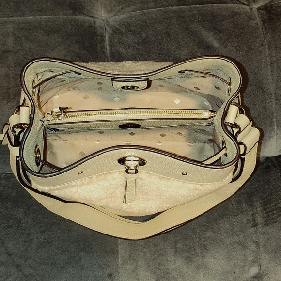 NWOT KATE SPADE MARTI FAUX FUR BUCKET SHOULDER BAG LIGHT SAND - Picture 11 of 15